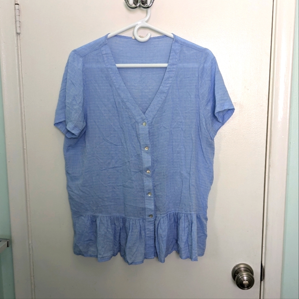 Light Blue Button-Up Blouse